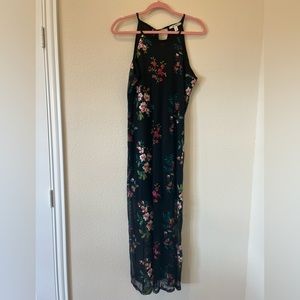 Miami midi dress black with embroidery size medium